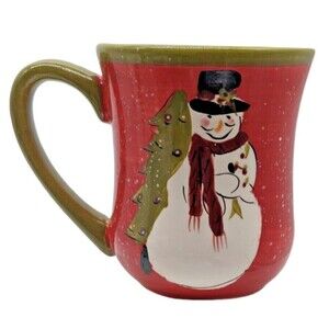 Hand Painted Gibson Snowman Christmas Tree Christmas Holiday Coffee Cocoa Mug